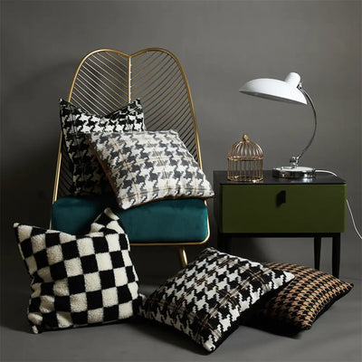 Casual Black and White Checkerboard Pillowcase